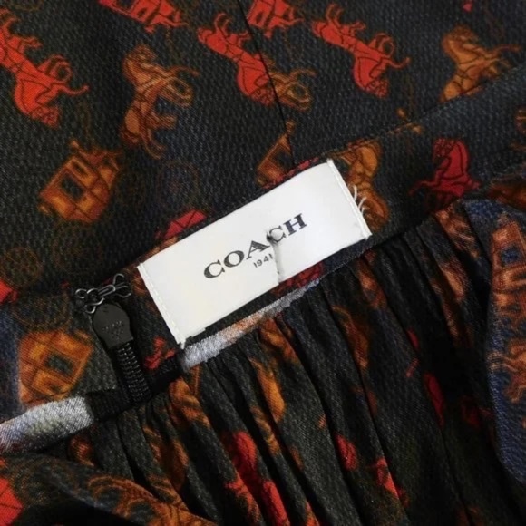 COACH Horse & Carriage Print Skirt Equestrian Equine A-Line Tie Waist Size 8 - Picture 10 of 12